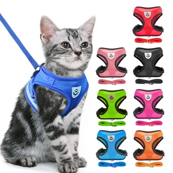 Katze Hundegeschirr Verstellbare Weste Walking Lead Leine für Welpen Hunde Halsband Polyester Mesh Geschirr