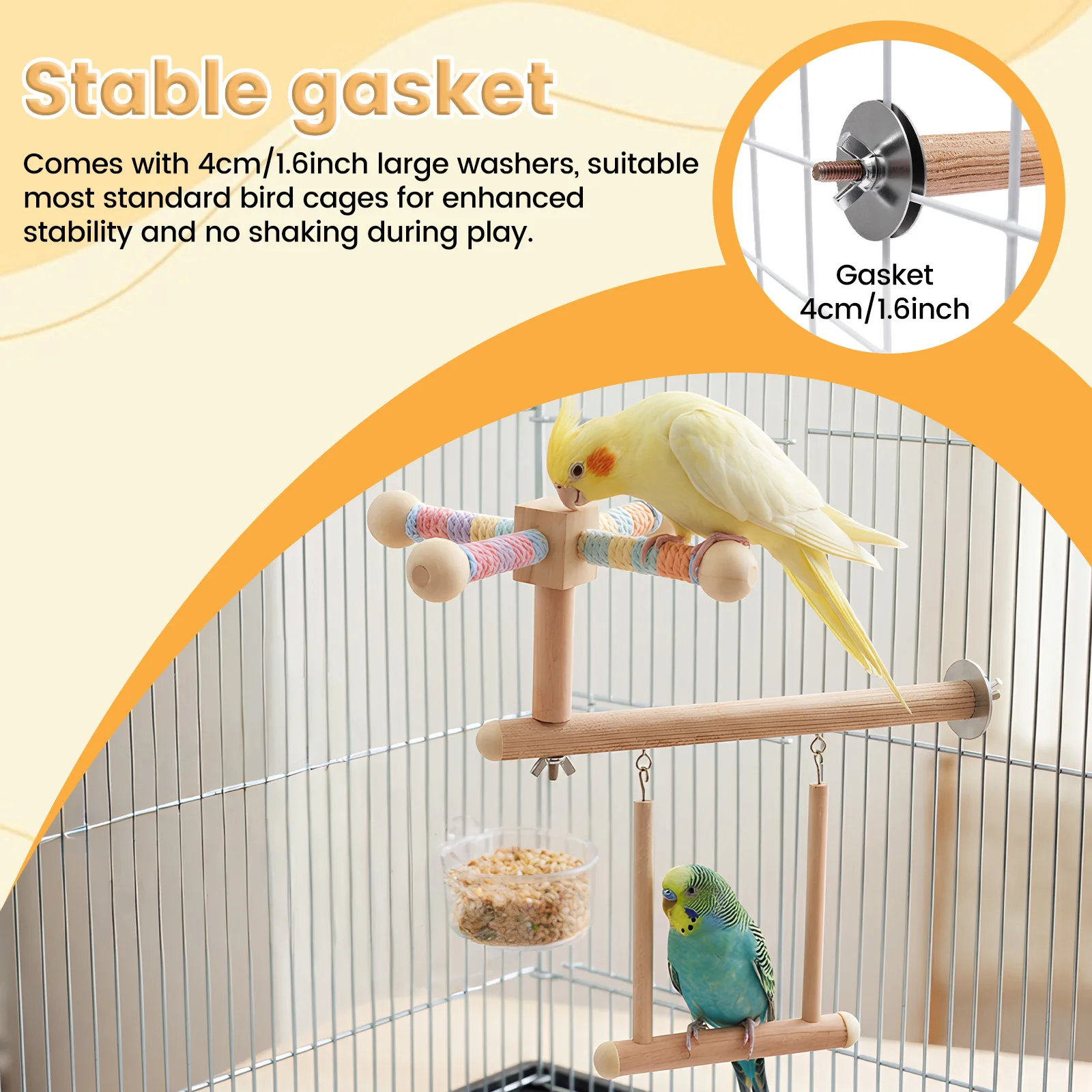 3 in 1 ﻿ Vogelsitzstange Papageien-Schaukel Käfig-Hängespielzeug – Bild 5