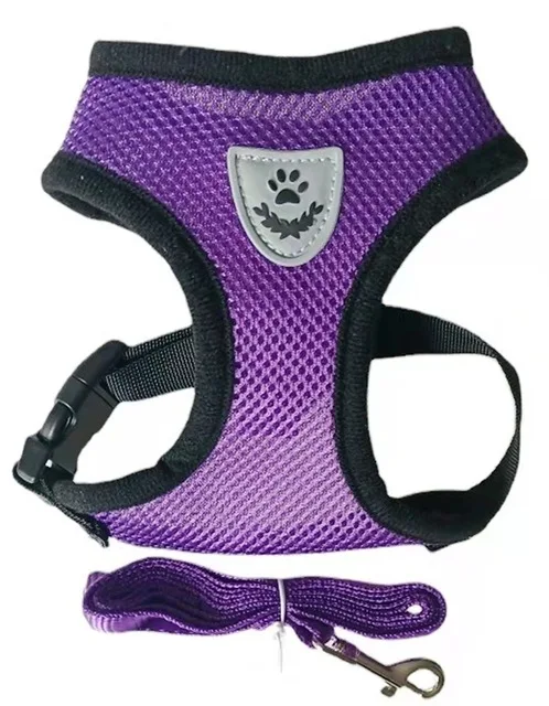 Katzen-Hundegeschirr mit Leine, verstellbare Weste, Polyester-Mesh, atmungsaktive Geschirre, reflektierende