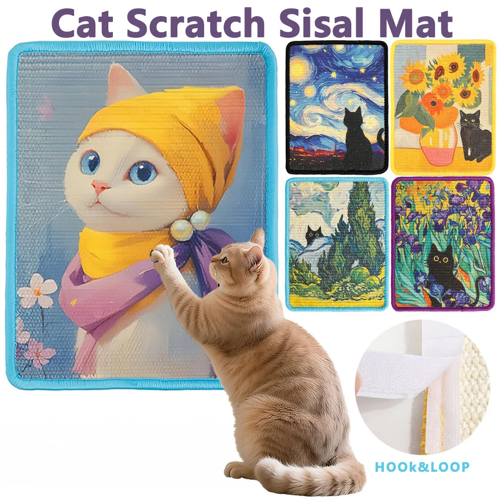 Kratzmatte im Kunststil aus Sisal für Katzen, zum Schärfen der Krallen, Katzenbaum, Kratzpfosten, Sofamatten