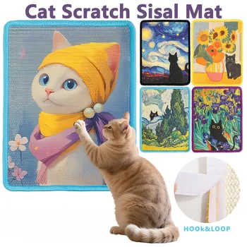 Kratzmatte im Kunststil aus Sisal für Katzen, zum Schärfen der Krallen, Katzenbaum, Kratzpfosten, Sofamatten