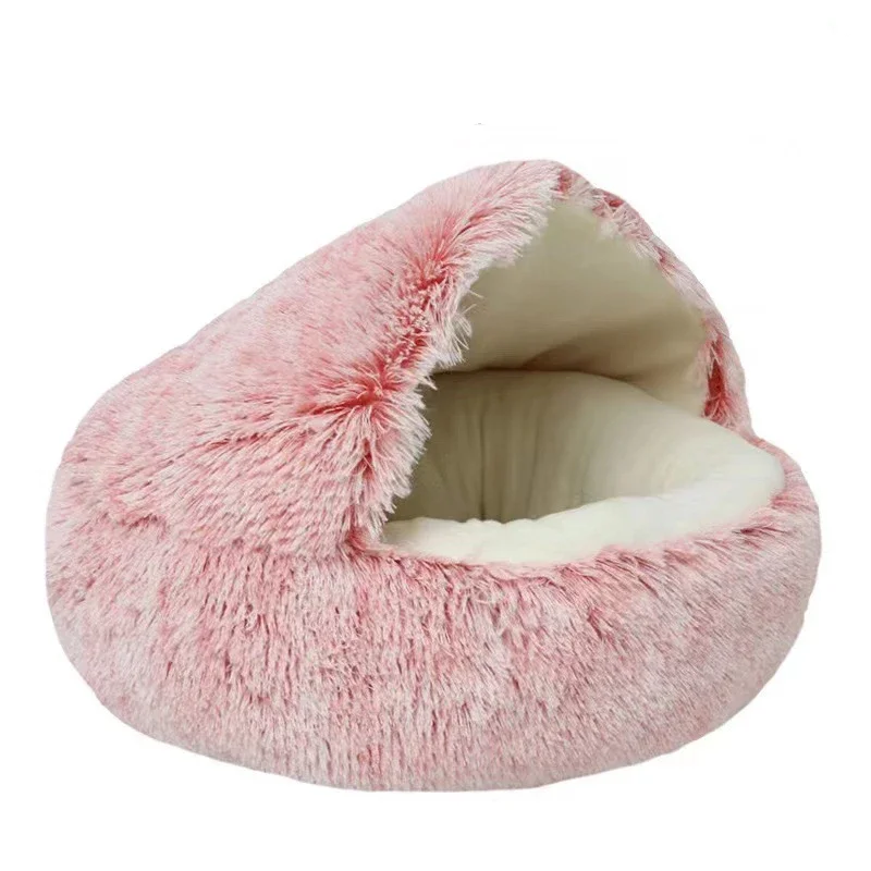 Katzenbett, Haustiermatratze, warmes, weiches Plüsch-Haustierbett mit Bezug, rund, für Katzen, Hunde