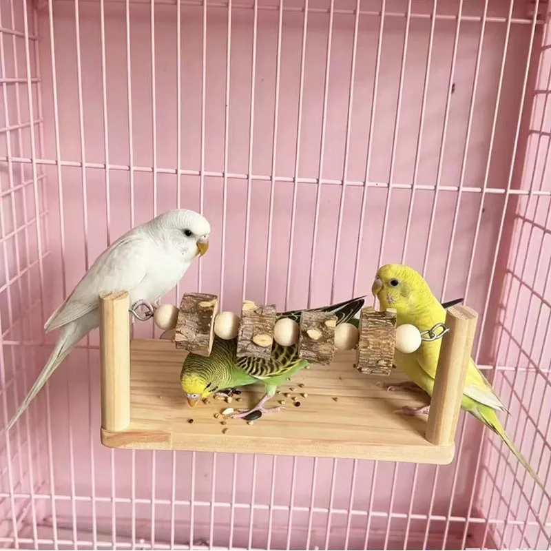 Natürliches Holzspielzeug für Haustierpapageien, Vogelschaukel – Bild 6