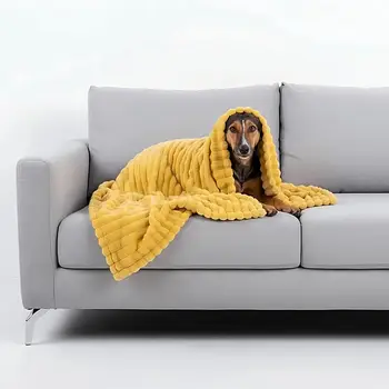 Bequeme, waschbare Haustierdecke, Haustierdecke, gelbe Hundedecke für Sofas und Hundebetten im Innenbereich