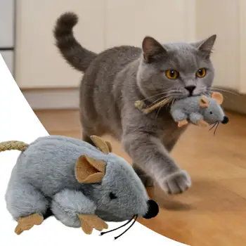 Plüsch-Katzenspielzeug Maus mit Realistisch Beweglichem Schwanz und Geräuschen Interaktives Kätzchen-Spielzeug