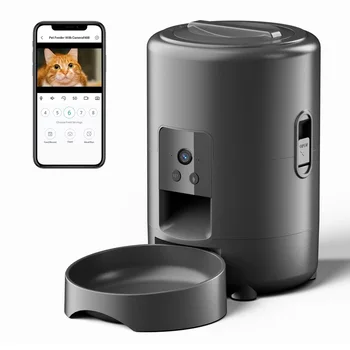 2L Druckknopf-WLAN-Kamera USB Automatischer Haustierfutterautomat Intelligenter Katzenfutterautomat Langsamer