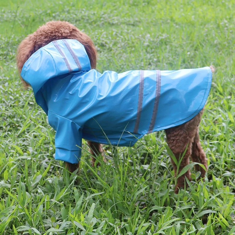Sommer Outdoor Welpen Regenmantel mit Kapuze Wasserdichte Jacke PU – Bild 3