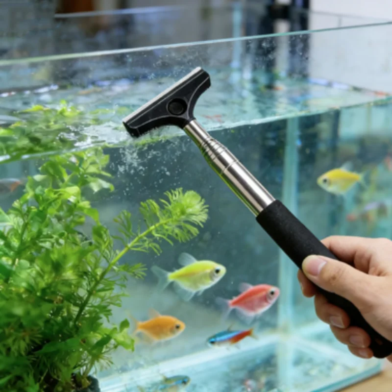 Teleskopische Aquarium-Schaberbürste, Mehrzweck-Reinigungswerkzeug zur Entfernung von Algen und Schmutz