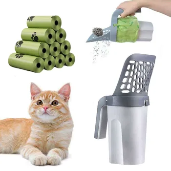 Katzenstreuschaufel, Schaufel, einteilige Filter, abnehmbarer tragbarer Toilettenpflücker, Katzentoilette