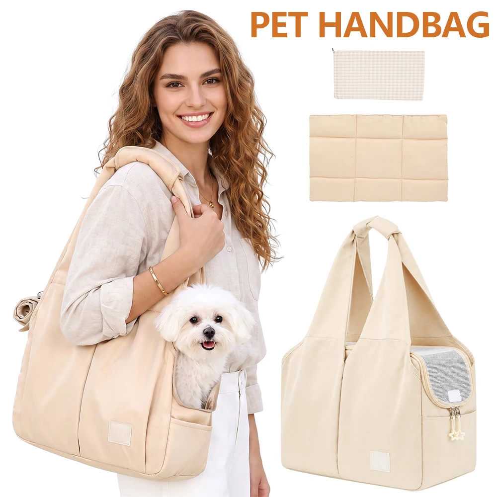 Hundetransporttasche mit großer Kapazität, tragbare Haustier-Handtasche mit mehreren Taschen