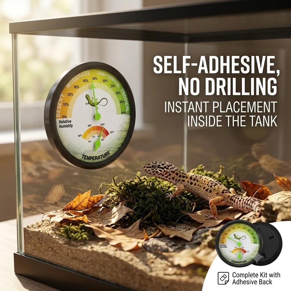 Reptilien-Terrarium Thermometer Hygrometer Magnetisches Analoges Temperatur- und Feuchtigkeitsmessgerät