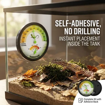 Reptilien-Terrarium Thermometer Hygrometer Magnetisches Analoges Temperatur- und Feuchtigkeitsmessgerät