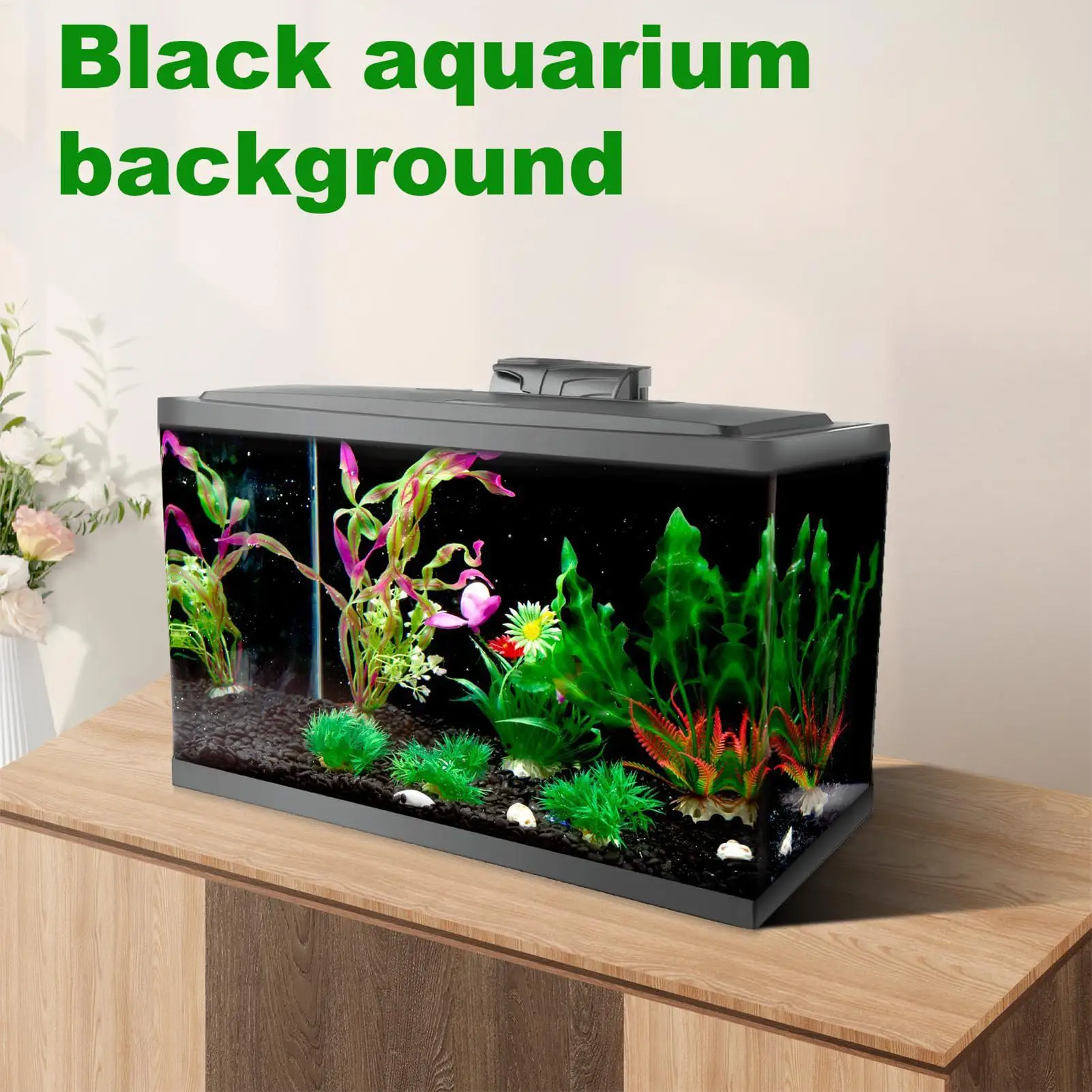 Aquarium-Hintergrund-Aufkleber Schwarze Statische Haftfolie – Bild 5