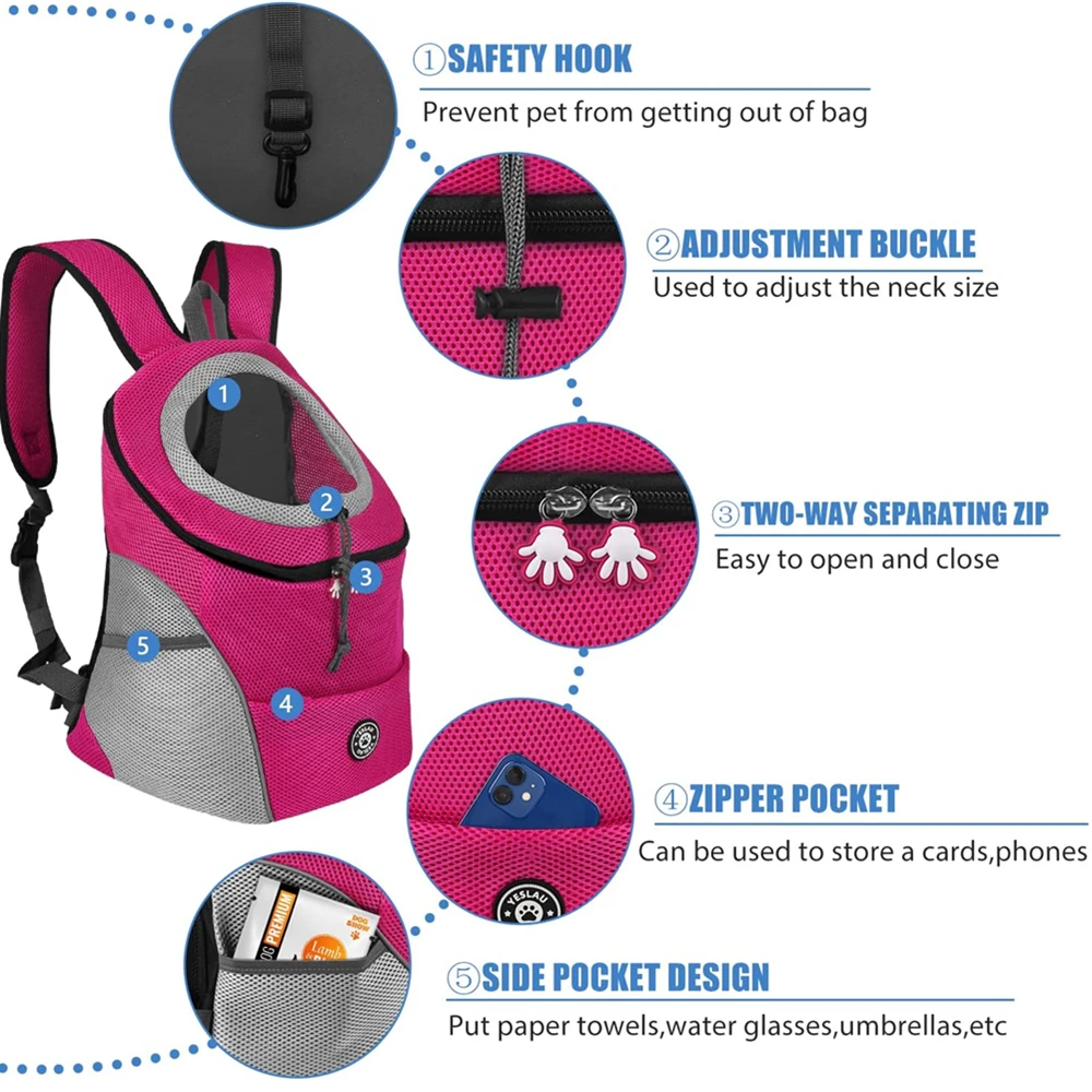 Hunde-Haustier-Rucksack, Reisetasche, Vorderrucksack, atmungsaktiv – Bild 4
