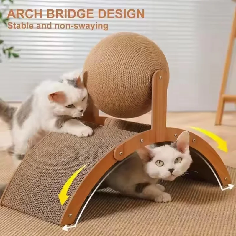 2-in-1-Kratzball für Katzen, Katzenkratzer aus Holz, Sisal-Kratzbrett – Bild 3