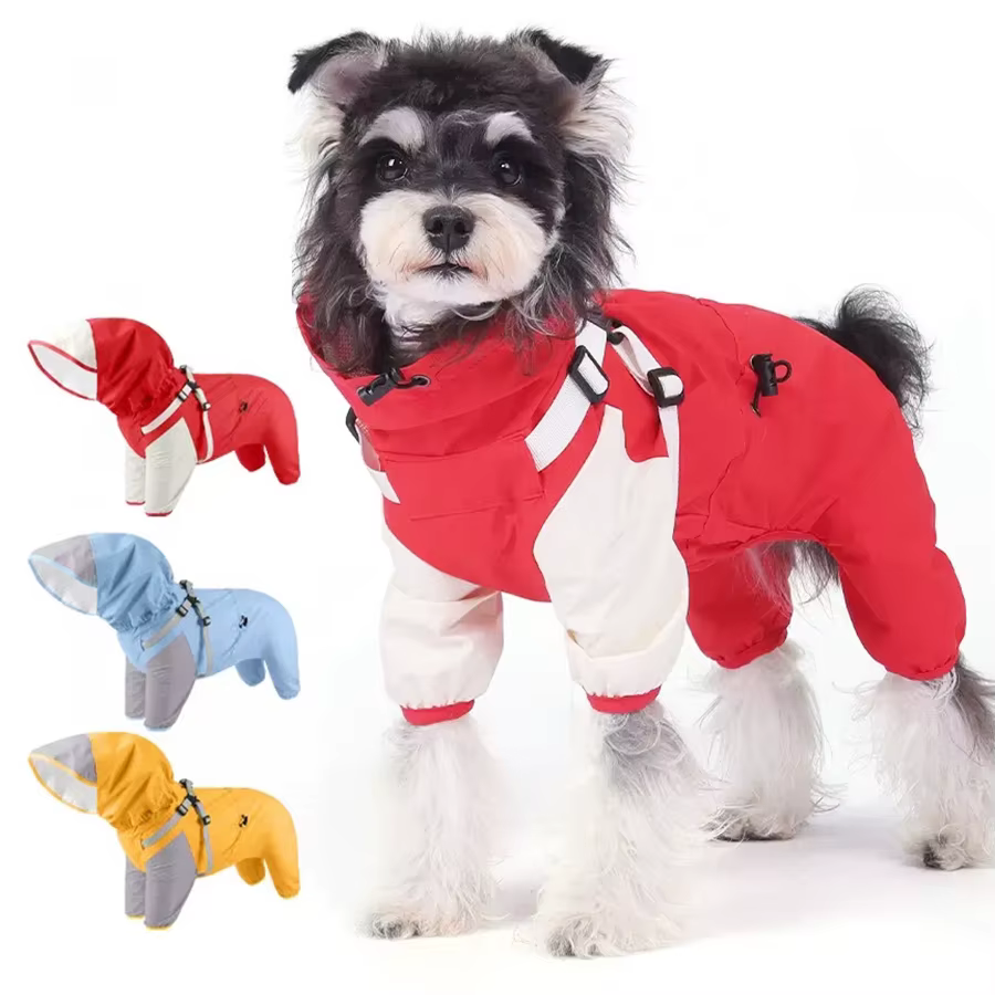 Wasserdichter Hundemantel mit Kapuze für Welpen, Regenjacke für Regentage, Outdoor-Hunderegenmantel