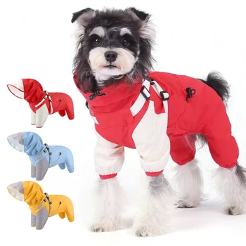 Wasserdichter Hundemantel mit Kapuze für Welpen, Regenjacke für Regentage, Outdoor-Hunderegenmantel