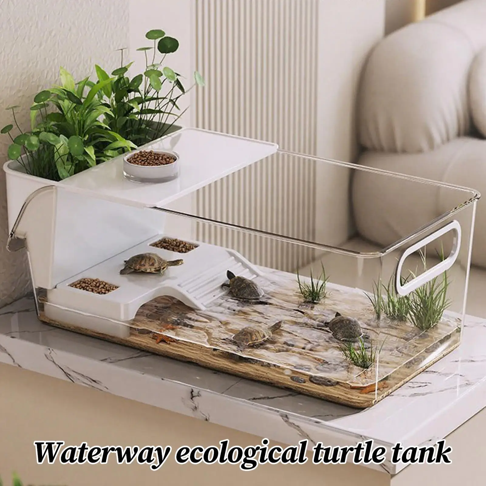 Schildkröten-Aquarium, multifunktionales Aquarium, transparentes Terrarium für Krebse, Einsiedlerkrebse