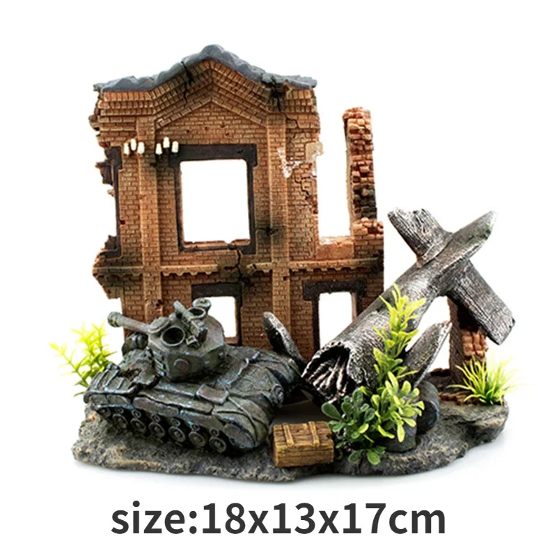 Amüsante Aquarium-Dekoration, Flugzeugschrotthügel, Höhlen-Ornamente – Bild 6