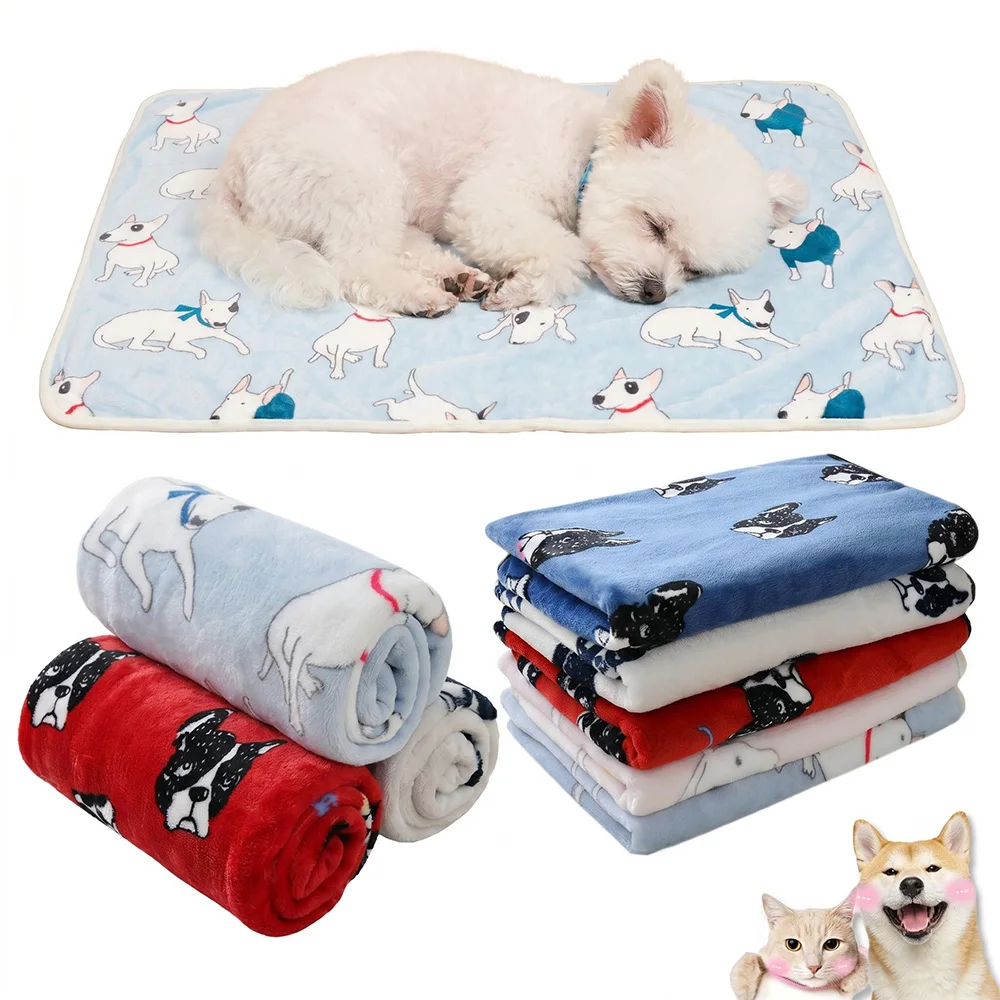 Weiche Flanell-Haustierdecke mit Niedlichem Bulldoggen-Druck, Warme Hundedecke, Katzenabdeckung, Atmungsaktive