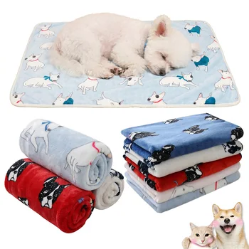 Weiche Flanell-Haustierdecke mit Niedlichem Bulldoggen-Druck, Warme Hundedecke, Katzenabdeckung, Atmungsaktive