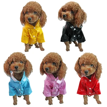 Sommer Outdoor Welpen Regenmantel mit Kapuze Wasserdichte Jacke PU Regenmantel für Hunde Katzen Bekleidung