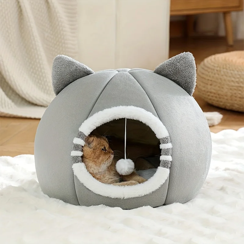 Tiefschlaf-Katzenhöhle mit weicher Matte für Katzen, Haustierprodukte – Bild 5