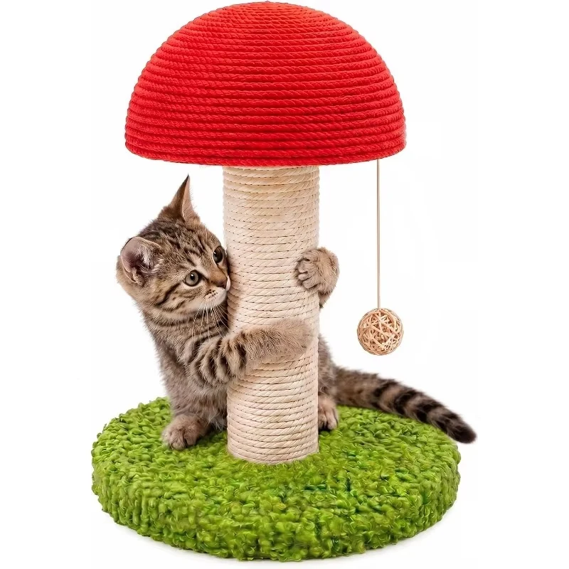 Katzen-Kratzbaum in Pilzform, Moderner Hoher Kratzpfosten, Karotten-Kratzstange für Kätzchen, zur Mentalen