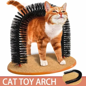 Katzenspielzeug Bogen Selbst Grooming Pamper Katze mit einer Massage Pflege Reibbürste mit Kratzpad Spielzeug