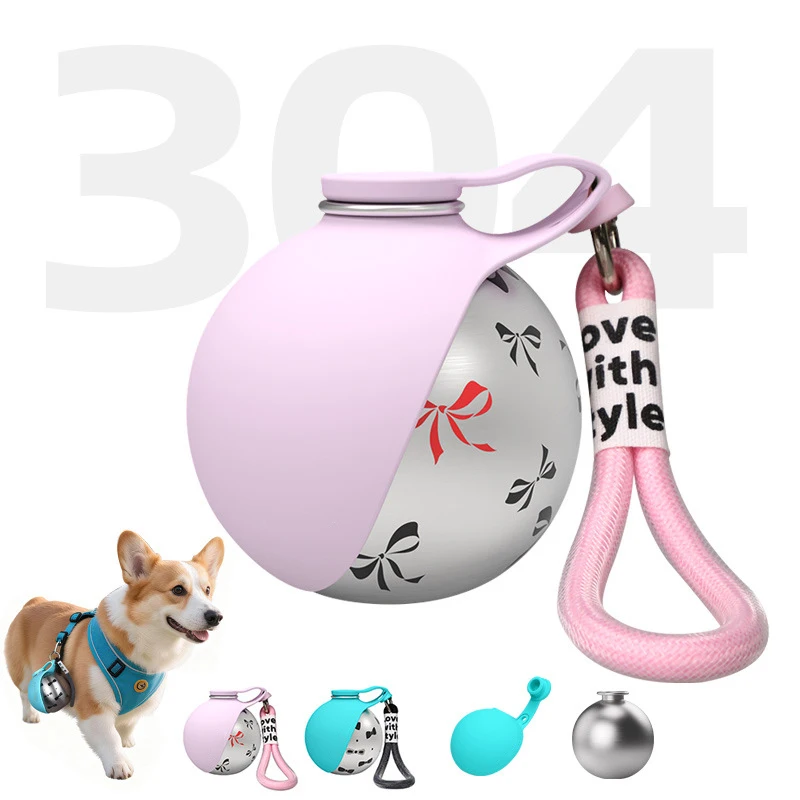 Hunde-Wasserflasche mit Napf für Katzen, 304 Edelstahl, tragbarer – Bild 5