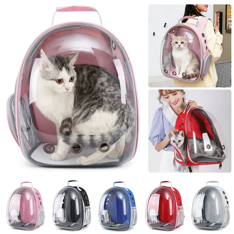 Haustier-Tragetasche für Katzen, Atmungsaktiver Transparenter Rucksack für Welpen und Hunde, Transportbox