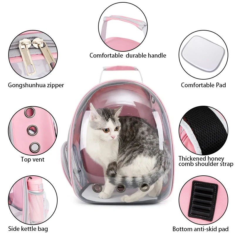 Haustier-Tragetasche für Katzen, Atmungsaktiver Transparenter Rucksack – Bild 3