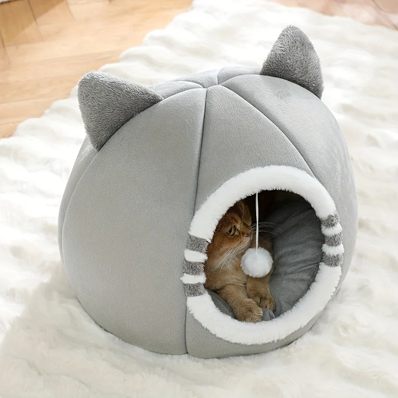 Tiefschlaf-Katzenhöhle mit weicher Matte für Katzen, Haustierprodukte – Bild 3