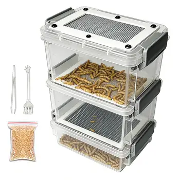 Reptilien-Fütterungsbox Transparente Acryl-Mehlwurm-Fütterungsbox für Eidechsen Chamäleons Mehlwürmer