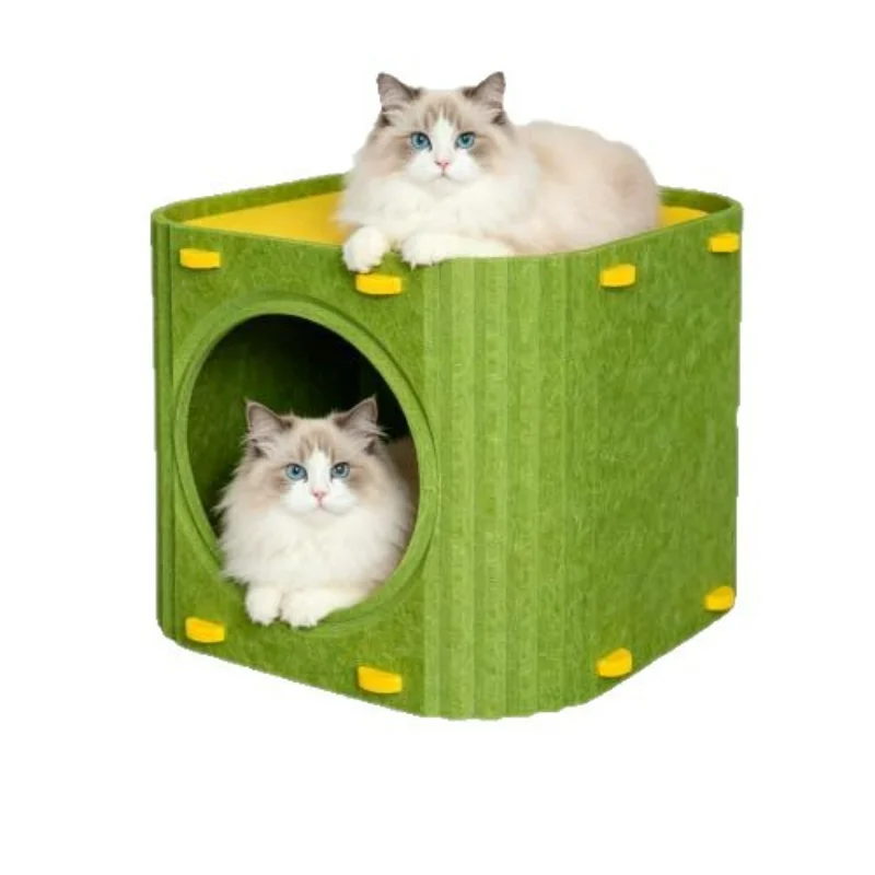 Katzenbett, Katzenhaus aus Filz, zweilagige Katzenhöhle, waschbares – Bild 6