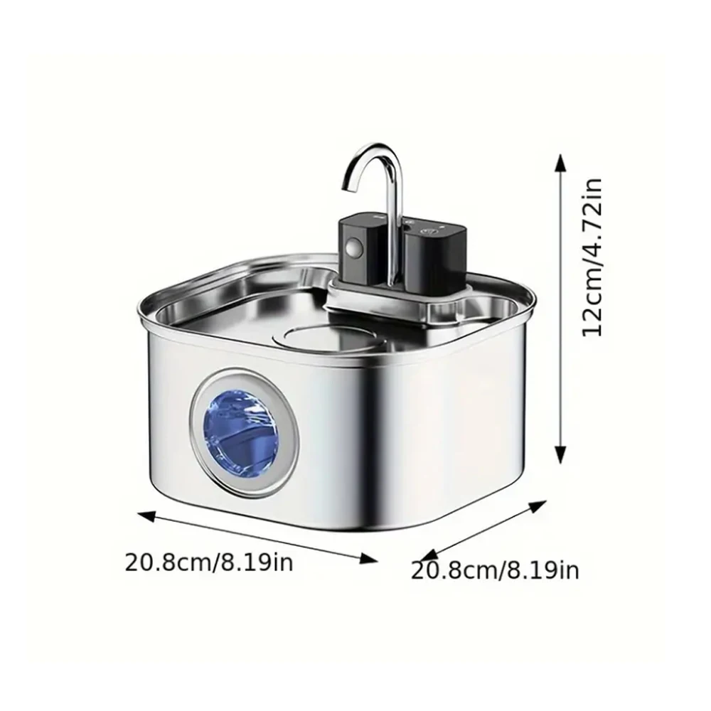 3L Edelstahl Drahtlose Aufladen Sensor Katze Wasser Brunnen Auto – Bild 6