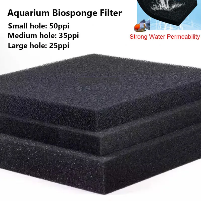 Mehrere Größen, schwarzer Filterschaum, Aquarium, biochemischer Filter, Schwammpolster, Skimmer, lange