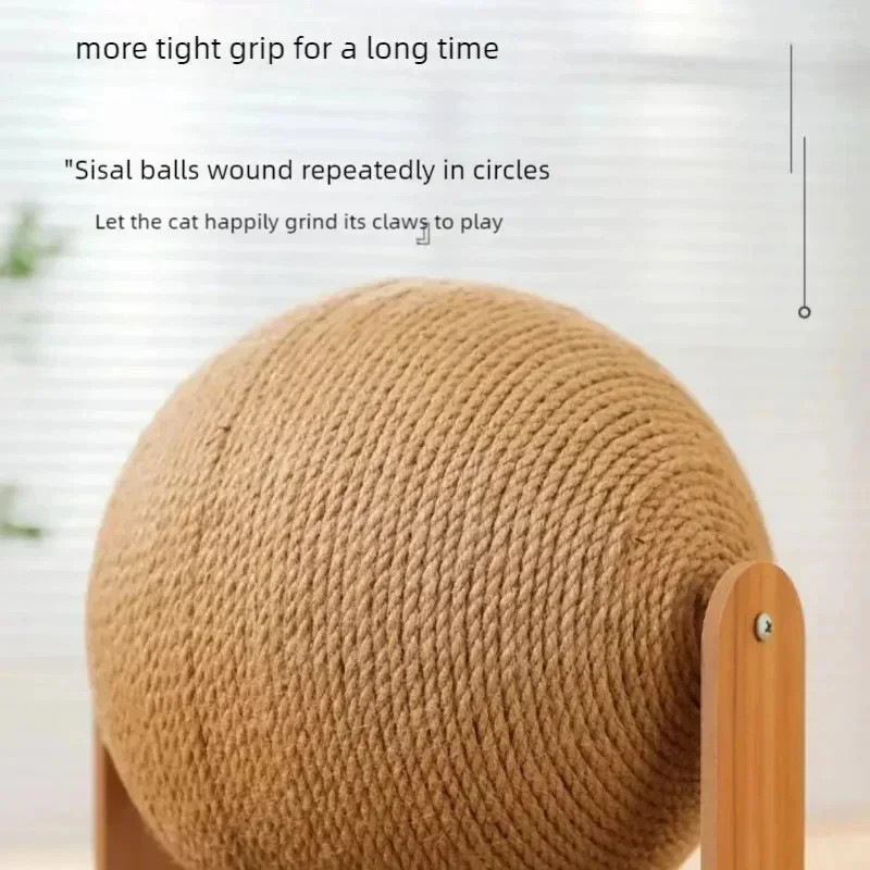 2-in-1 Katzen-Kratzball aus Holz mit Natur-Sisal-Kratzbrett – Bild 5