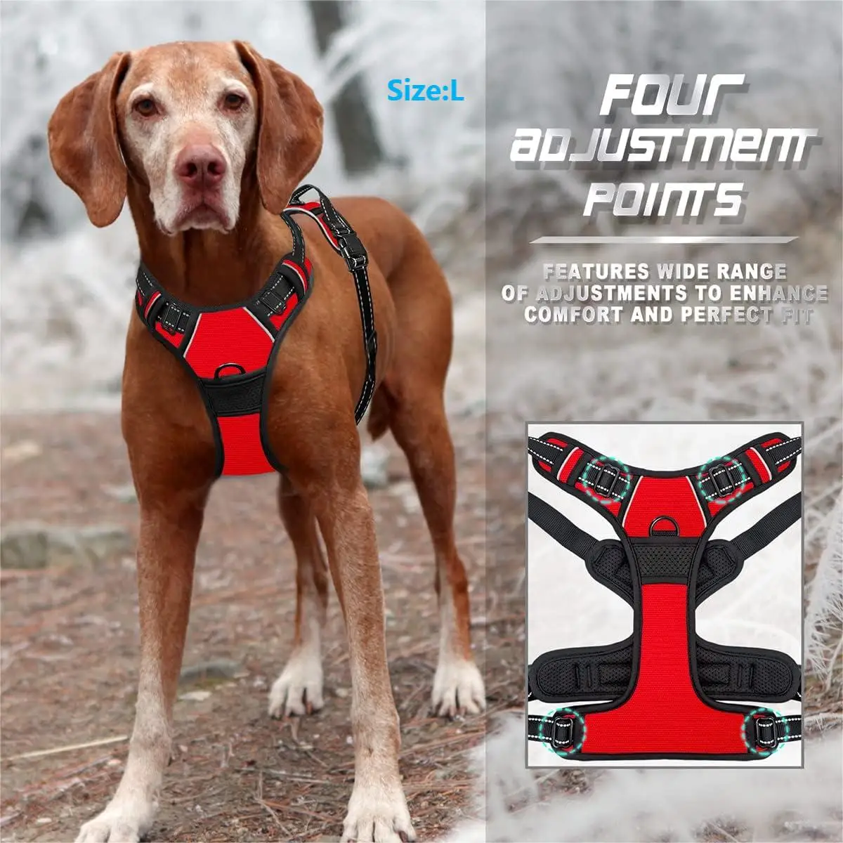 Kein ziehender Hundegeschirr-Frontclip, robuster, reflektierender – Bild 3