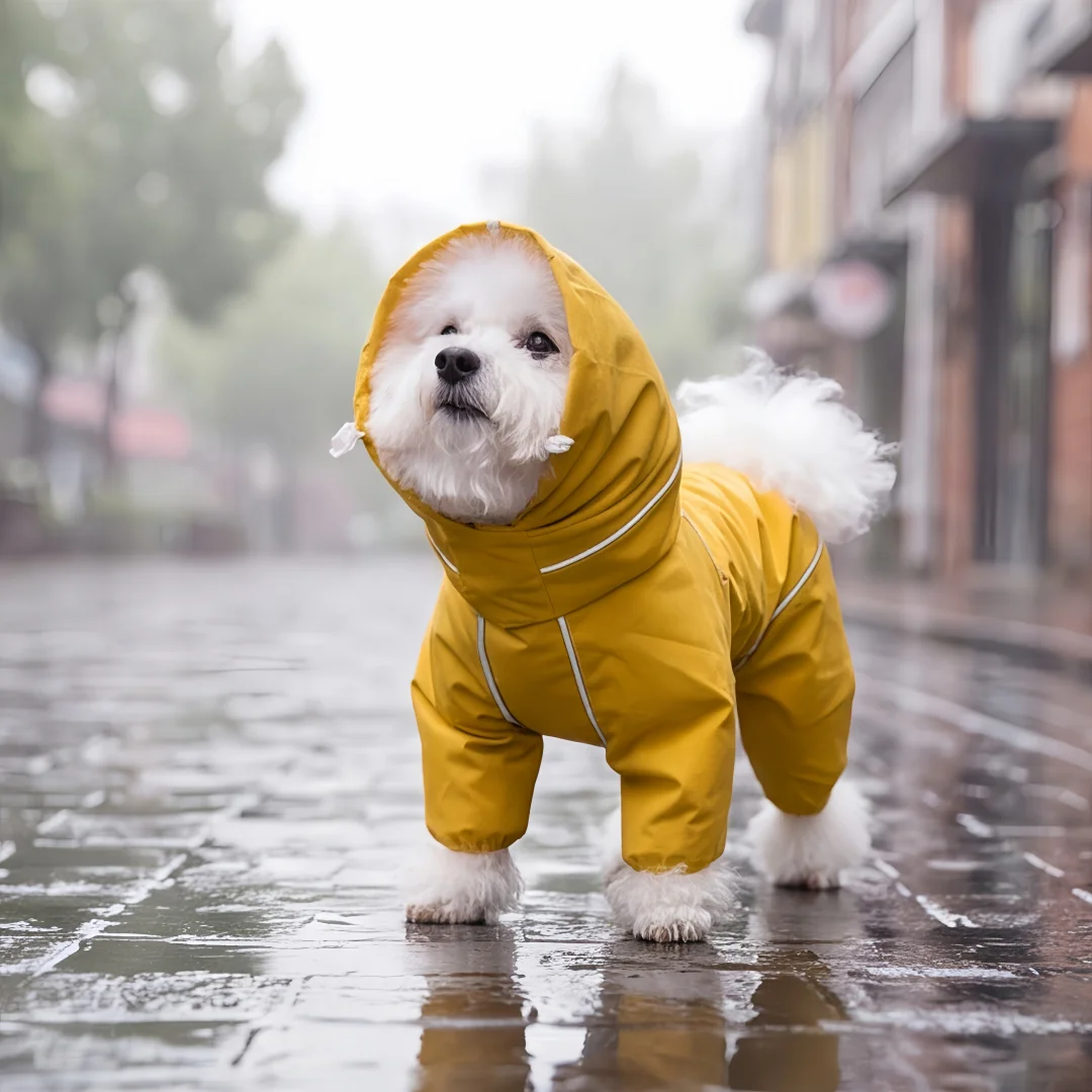 Hunde-Regenmantel Outdoor-Jacke für Kleine und Mittelgroße Hunde, Vierbeiniger Haustiermantel für Regentage