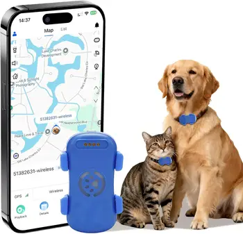 GPS-Haustier-Tracker 4G für Hunde & Katzen mit eingebauter SIM-Karte, Echtzeit-Ortung