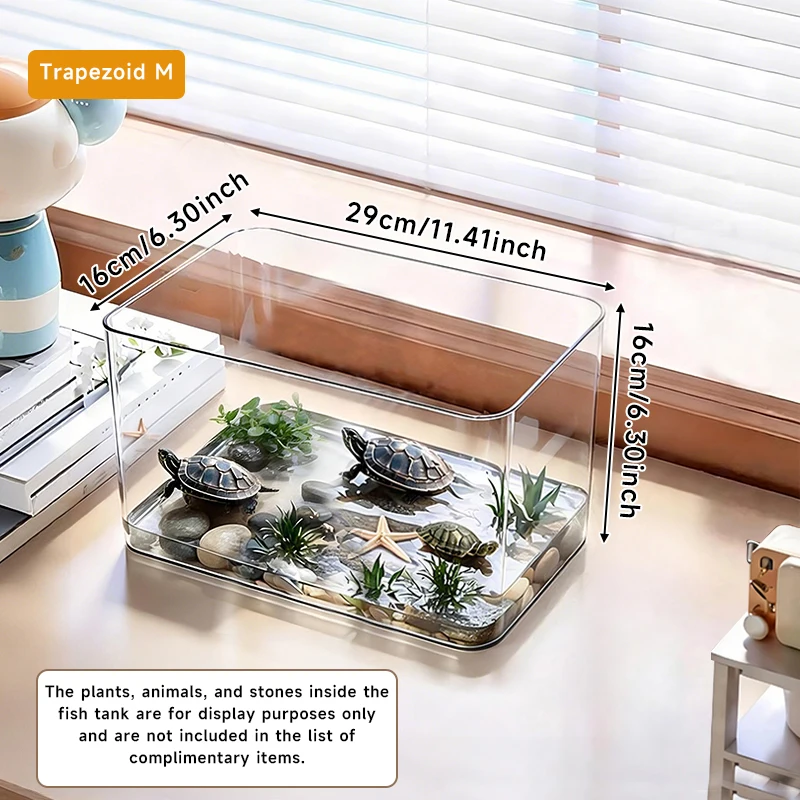 Transparentes Reptilien-Terrarium mit Sonnungsfläche für Haustierschildkröten, Einsiedlerkrabben, Schildkröten