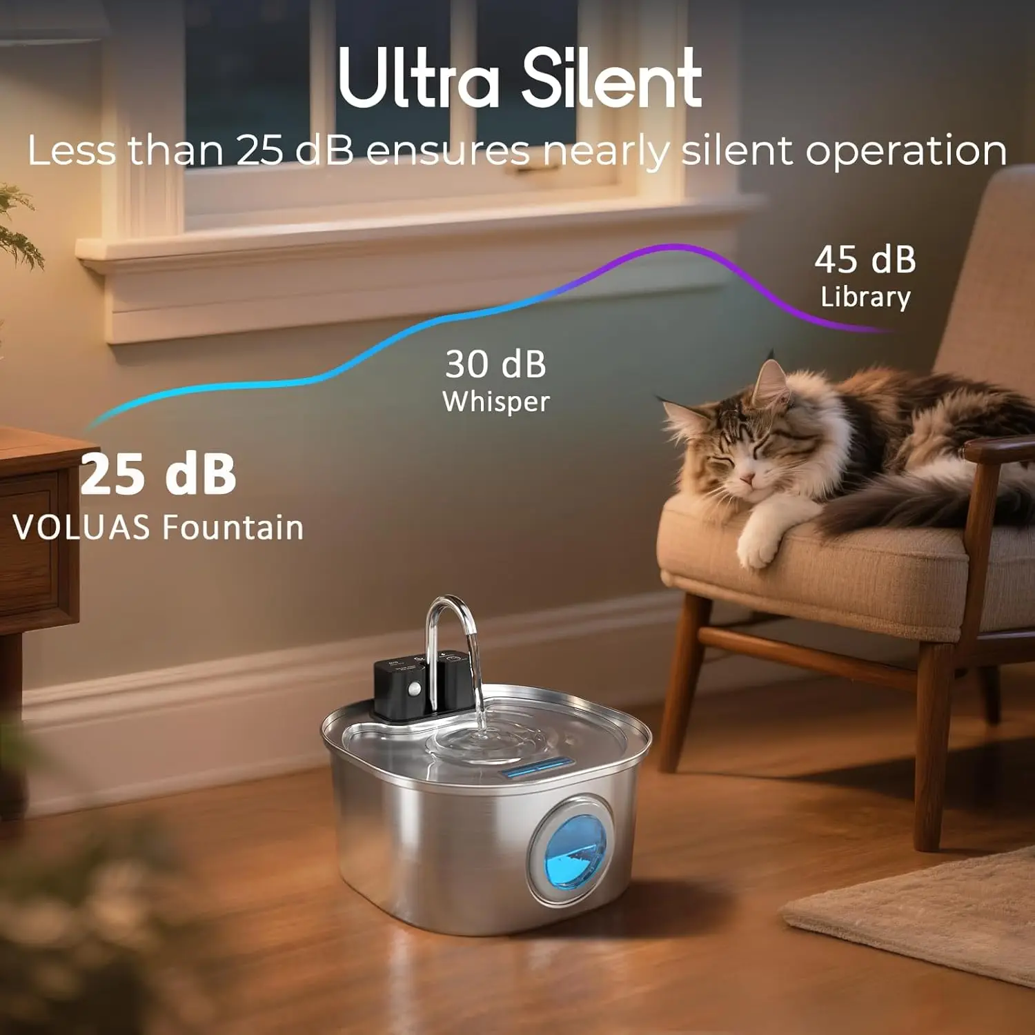 3L Edelstahl Drahtlose Aufladen Sensor Katze Wasser Brunnen Auto – Bild 5